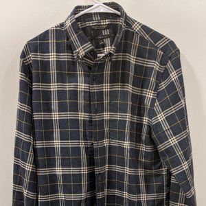 Banana Republic slim untucked fit flannel blue/gray/gold size M